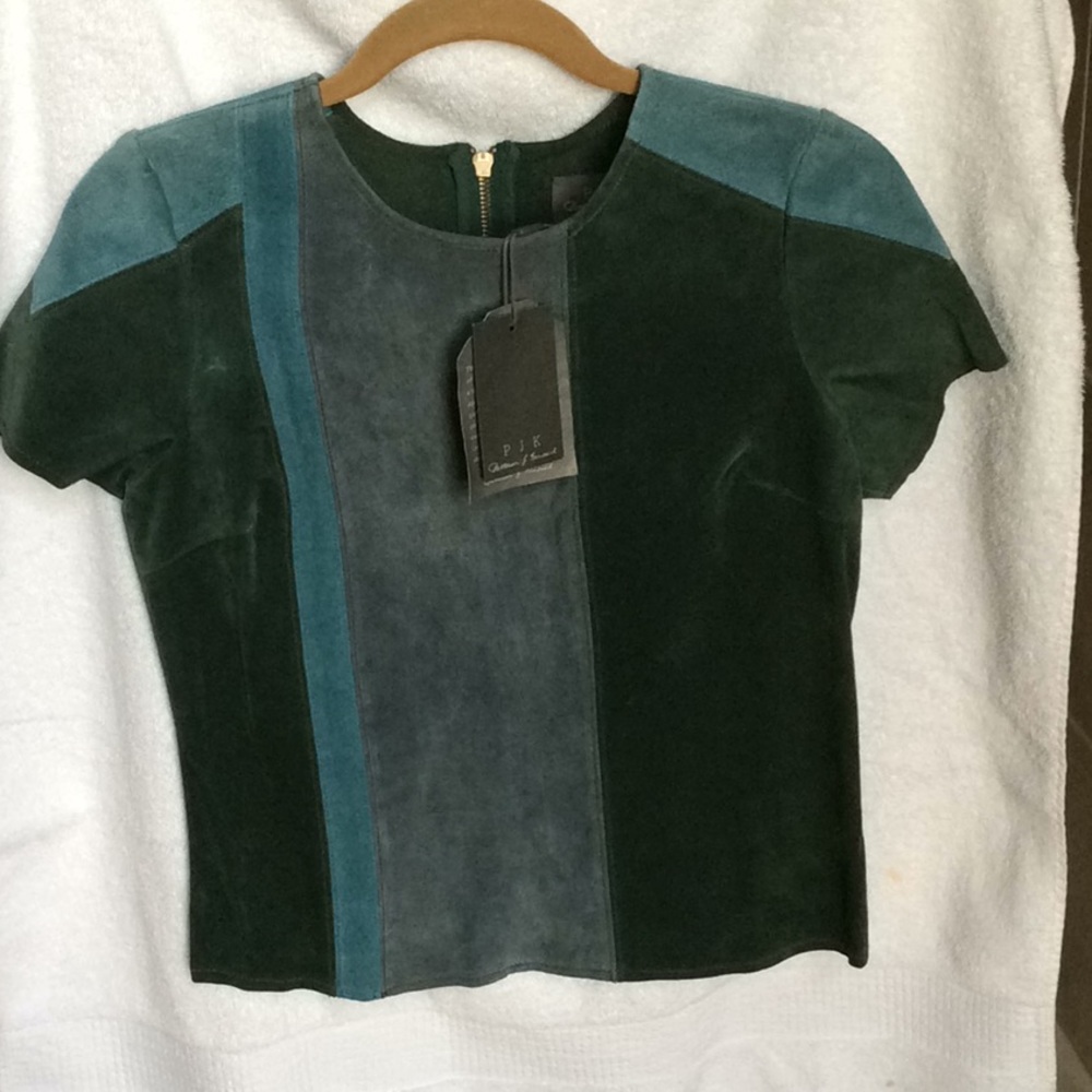 Genuine suede T-shirt